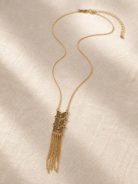 Gold Chevron Tassel Layered Necklace - Women Jewelry